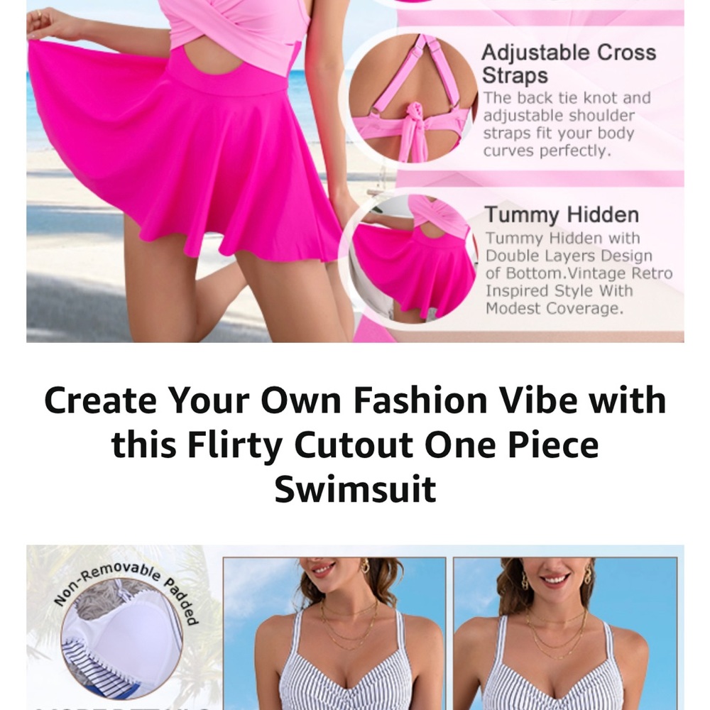 NWT B2prity Women Cutout One Piece Skirt Swimsuit size XL - Picture 10 of 11